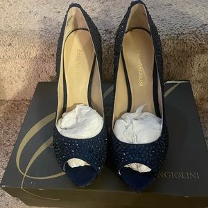 Beautiful splarkly blue platform heels!!  Worn once!!